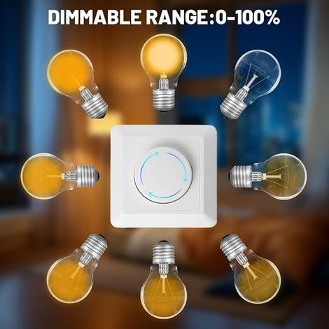 LED dimmer 230 V, switch, recessed light, switch, white cover plate