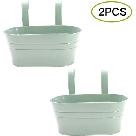 Set mit 2 hängenden Metallblumentöpfen, Metallblumenkübeln, Zaunkübeln