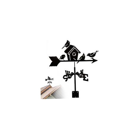 Girouette, girouette en forma de nichoir à Montage sur Le Toit con 4 Oiseaux en Fer 13x20 indicador de dirección de ventilación decorativa para Cour, Jardin, Ferme pour Un Usage Quotidien