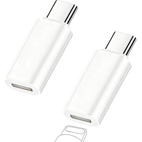 2 Pièces Adaptateur 8-Pin vers USB-C Compatibilité pour iPhone 17 Air 16 15 Pro Max Plus, iPad Pro/Air, Pas pour Audio/Clé USB/Écouteurs, Adaptateur USB-C vers 8-Pin, Blanc (1/5)