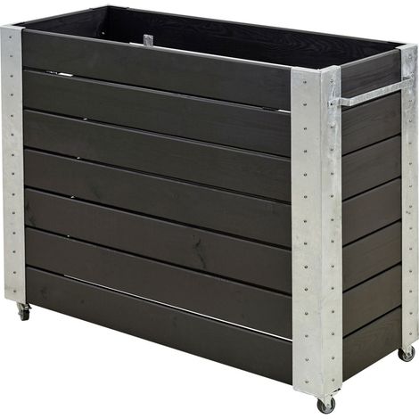 Plus Blumenkasten Cubic 120x50x95 cm m/Räder Druckimprägniert RAL 9005 Schwarz (1/3)