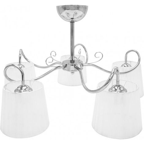 Lampada Cuzco cromata con paralume bianco 5xe14 Fabrilamp