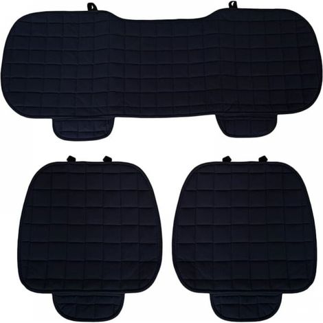 (Black)Car Accessories Comfort Seat Cover Protector, 3 Pack, Universal, Car, 2 Front Seat Protectors and 1 Rear Seat Protector, Interior Seat Cushions (1/5)