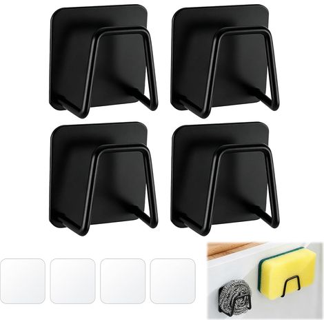 4 x 5 x 3.2 cm Stainless Steel Self Adhesive Sponge Holder for Kitchen Sink - Adhesive Hook for Sponges, Towels, Brush and Accessories (1/5)