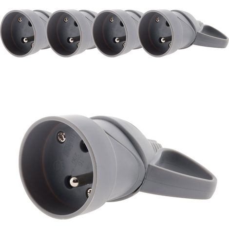 Lot de 5 fiches femelles anneau 16A 2P+T - gris - Zenitech