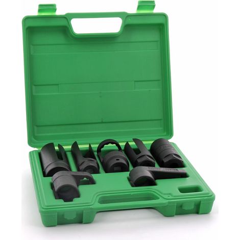 JBM – Coffret de 7 douilles à choc pour sondes lambda – Acier chrome vanadium – Douilles ouvertes et déportées – Compatible véhicules modernes