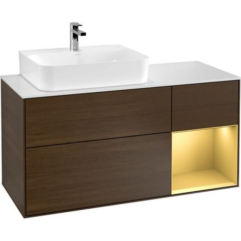 V&B Waschtischunterschrank Wandbeleuchtung Finion 120cm, Pl wh. m, Reg li gol m, wal ven (1/2)