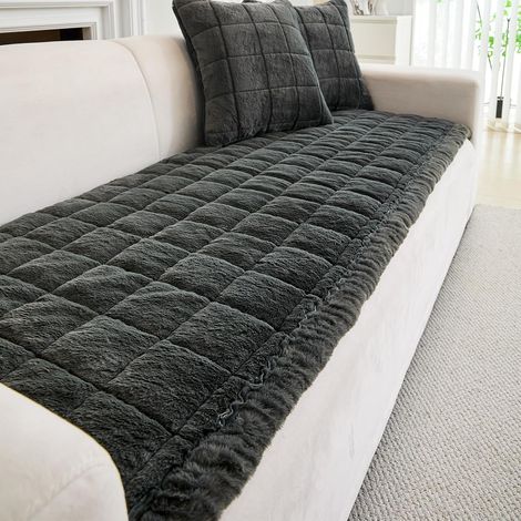 1 Housse canapé, antidérapante, velours imitation vison, épaisseur 2 cm, lavable, salon voiture pique-nique