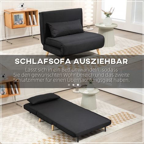 Fauteuil relax transformable en canapé-lit, 1 place, style contemporain, capacité 350 kg, 94x78x80 cm, noir (1/4)