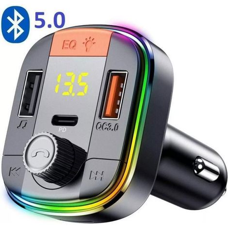 Transmetteur FM Bluetooth - Lecteur MP3 Carte TF - Adaptateur Radio Sans Fil pour Voiture - Alimentation Allume-Cigare - 1 Pièce (1/5)