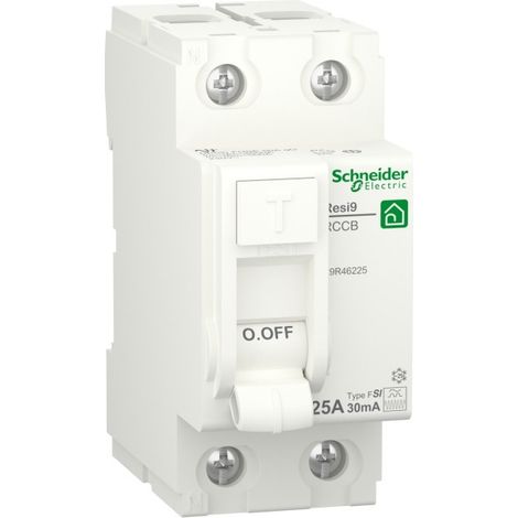 Schneider Electric – Interrupteur différentiel 2 pôles F-SI 25A 30mA – Tension 230V – Protection 4kV – Installation sur rail DIN