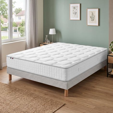 Ensemble matelas ressorts mémoire de forme H24 sommier kit gris 180 x 200 (1/5)