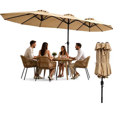 Ombrellone Da Giardino Ovale Xxl 400x200 In  Acciaio Al Carbonio E Telone In Poliestere -  Altezza 2,75m (Base Non Inclusa) (1/5)