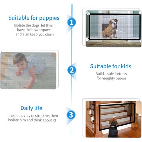 Barrière de sécurité pour chien filet mailles pliable portable 18072cm pour bébé animal installation partout (1/4)