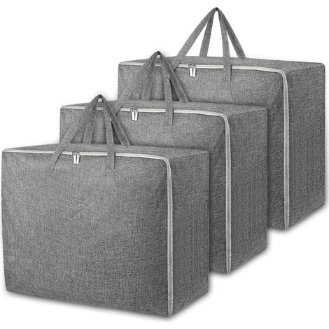 Set di 3 sacchi per riporre piumoni, sacchi per la conservazione, sacchi per riporre vestiti, impermeabili e antipolvere, sacchi capienti per vestiti, piumoni, biancheria da letto e coperte (1/5)