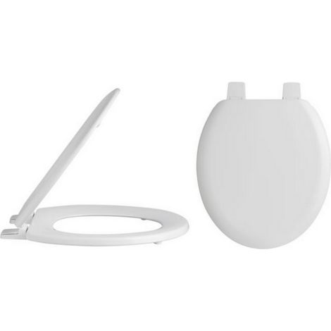 Nuie Traditional Wooden Toilet Seat with Plastic Hinges - White (1/3)