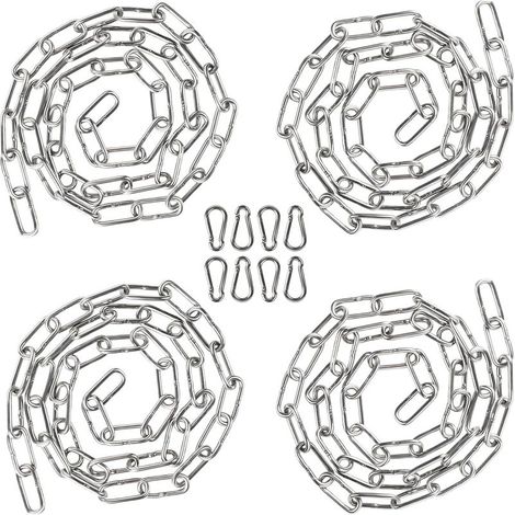 4 x 1 Mètre Chaîne en Acier Inoxydable 3mm Chainette avec 8 Mousquetons, Promenade, Chaîne de Chien Chaîne De Séchage Robuste Charge Chaîne D'ancrage Chaîne Balançoire, Maximale de 80KG (1/5)