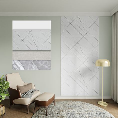 HEXIM Marmorplatten Optik Set 4 Stück 122x70cm Matt & Glänzend SPC Granit Fliesen Steine Paneele Wand: HMP02 - Matt, 4 Stück - 3.42 m²