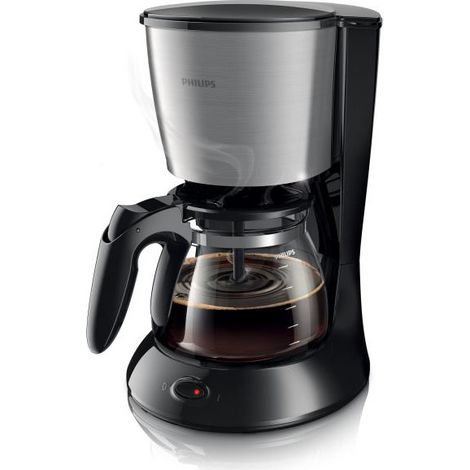 Machine a Cafe - Cafetiere Electrique filtre PHILIPS Daily HD7462/20 - Noir et Inox - 15 tasses - 1000 Watt