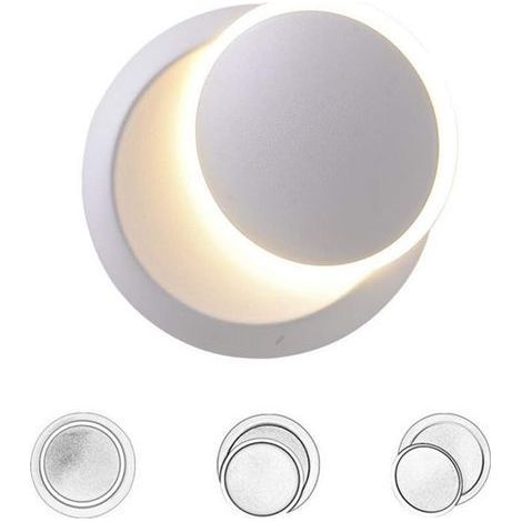 Appliques Murales Interieur Blanc Lampe Murale LED 5W Moderne Applique Murale Blanc Chaud Créatif 2 en 1 Fer Applique Murale Lampe Led (Blanc) (1/5)