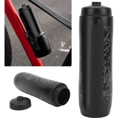 Gourde cycliste 1000ml noire, type pressable pour sports outdoor et camping, grande capacité. (1/5)