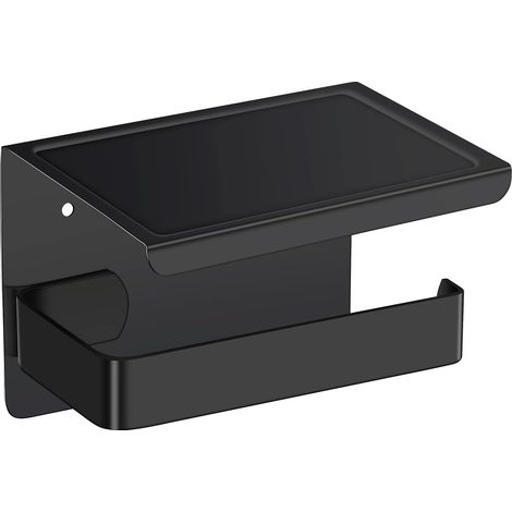 AGE Porte-papier hygiénique avec adhésif 3M Porte-papier hygiénique en acier inoxydable 304 avec support de rangement Noir (1/5)