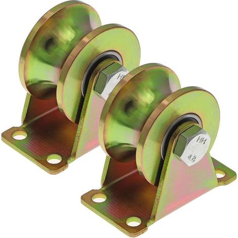 2 Pcs Roulette portail coulissant 50mm, roulettes en acier avec rainure en U, roues à rainure en U pour voie inversée, machine industrielle, porte roulante, capacité de charge 300kg par roue (1/5)