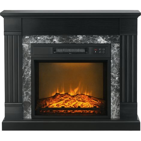 Chimenea eléctrica 1800W con efecto de llama mando a distancia temporizador termostato protección contra sobrecalentamiento para sala 30 m² negro (1/5)