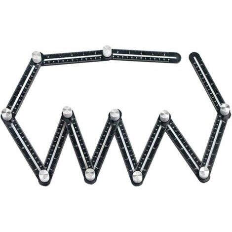SHINING HOUSE Règle de mesure multi-angle, précise en alliage d'aluminium de qualité supérieure, outil de mise en page avec moule perforé pour les constructeurs (1 règle) (1/5)
