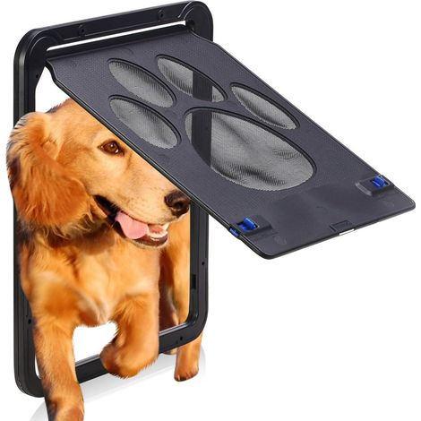 Porte moustiquaire pour animaux – Porte noire verrouillable avec battant magnétique pour portes extérieures (pour chats et chiens) (1/5)