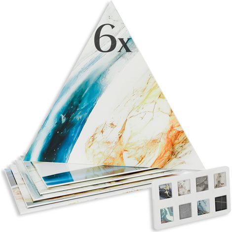 HEXIM Marmorplatten Optik Dreieck Set 6 Stück SPC Dekor Fliesen innen außen: 80117, 6 Stück