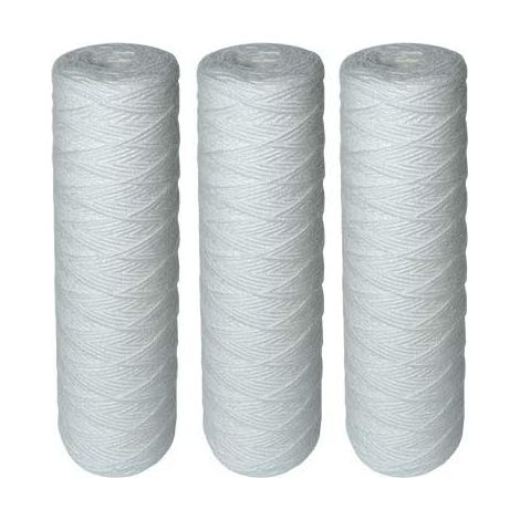 Lot de 3 Cartouches Filtrantes Bobinées pour Filtre à Eau – Filtration des Sédiments jusqu’à 25 microns – Format Standard Universel 10" pouces – Durée : 1 an
