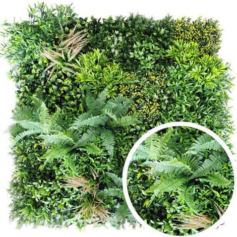 Mur végétal feuillage artificiel Oxygène 1m x 1m, Long 15 m