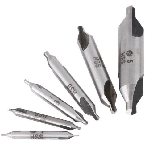 6-teiliges 60°-Zentrierbohrer-Set Ø 1/1,5/2/2,5/3/5 mm für Metall