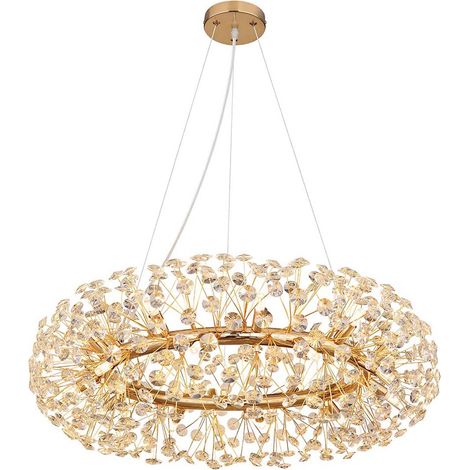 Hängelampe Esszimmerleuchte Pendelleuchte LED 20-Flammig Kristall klar G9 gold