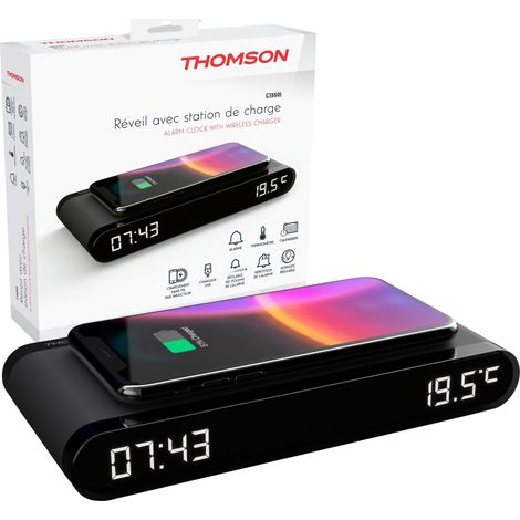 Thomson CT550I Sveglia Ricarica Wireless 15W USB-C Temperatura Display LED Nero