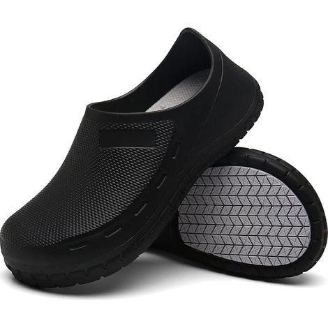 Chef Shoes for Men Non Slip Kitchen Shoes Garden Safety Work Shoes Chef Gardening Clogs Shoes Lightweight Restaurant Shoes Black 41
