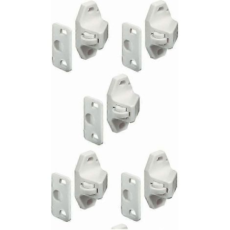 5x Loqueteau à rouleau blanc universel avec contre pièce visser Loquet Meuble Porte Placard Cuisine Salle de bain (1/5)