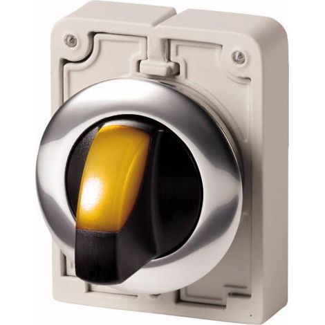 Commutateurs rotatifs lumineux 30mm à manette jaune 2 positions (V position) à accrochage EATON M30C-FWLKV-Y