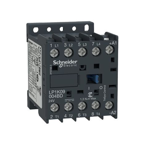 Minicontactor SCHNEIDER K, 12A, 24V DC, ideal para control de cargas eléctricas.