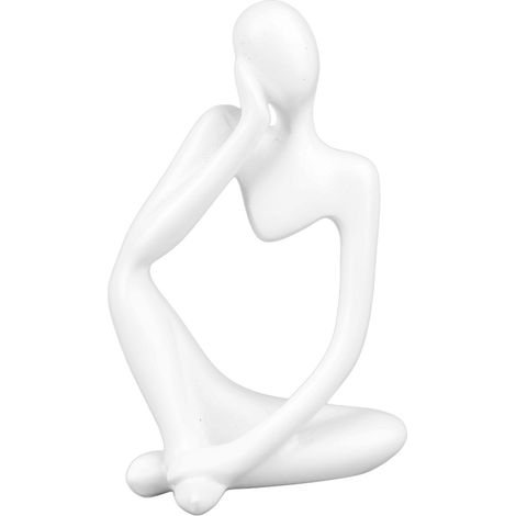 Penseur en résine blanche, statue abstraite de réflexion, décoration de style penseur pour salon, bureau, étagère. (1/5)