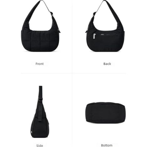 Sac bandoulière matelassé en nylon grande capacité, hobo et à main uni pour femme (1/5)