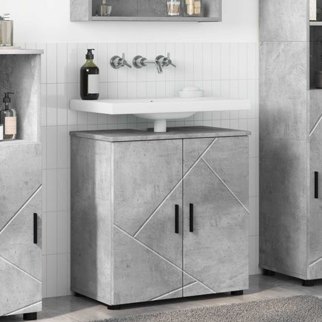 vidaXL Cabinet de salle de bain avec porte Gris béton 61 x 35 x 64 cm (1/5)