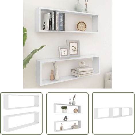 Étagères cube murales 2 pcs Blanc 100x15x30 (1/5)