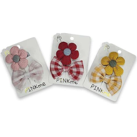 Ensemble de 3 pinces à cheveux avec nœud et fleur, accessoire de mode mignon pour bébés et petites filles (1/4)
