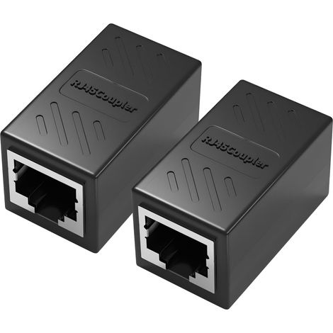 Coupleur RJ45 - Lot de 2 - Métal Blindé - Extension Câble Ethernet CAT6 - Pour Routeur et PC - 33x20x19mm (1/5)