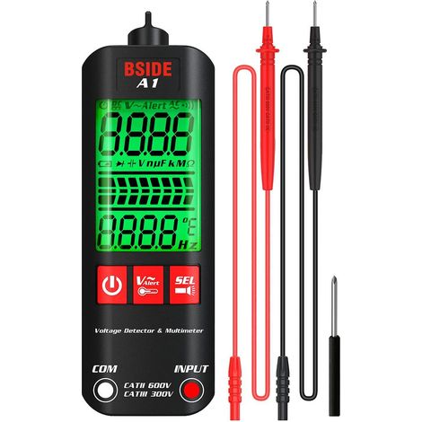 BSIDE A1 Mini-Digital-LCD-Multimeter Spannungsprüfer 2000 Counts DC/AC Spannung Frequenz Widerstand