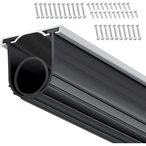 Mophorn Guarnizioni per porte da garage nere, fondo in gomma - forma a U + O-ring con kit preforato, 16 piedi, estremità a T da 5/16", larghezza 3 3/4"