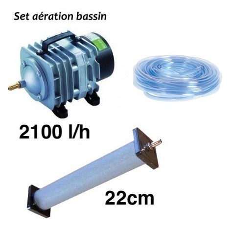 Set Aérateur Bulleur 22 cm Bassin De Jardin De 1000 à 3000 L. Pompe à air bassin + accessoires