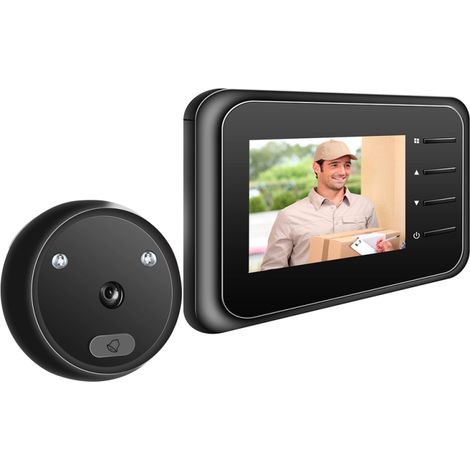 Sonnette vidéo avec judas, caméra de porte et moniteur sans fil. Vision nocturne numérique, prise de photos et surveillance numérique de votre domicile (livraison incluse).